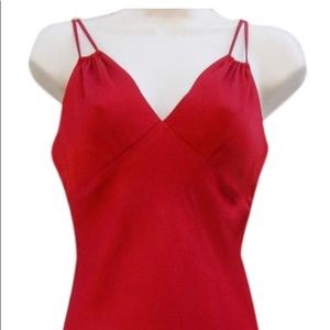 Red Long V-neck Strappy Bebe Dress